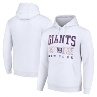 Men's New York Giants White Throwback Logo Pullover Hoodie