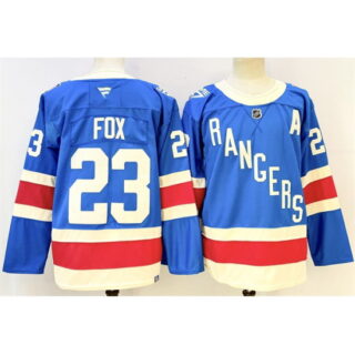 Men's New York Rangers #23 Adam Fox Blue With A Stitched Hockey Jerseyy