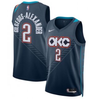 Men's Oklahoma City Thunder #2 Shai Gilgeous-Alexander Navy 2025-26 City Edition Swingman Stitched Basketball Jersey