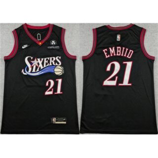 Men's Philadelphia 76ers #21 Joel Embiid Black 2025 Classic Edition Stitched Stitched Jersey