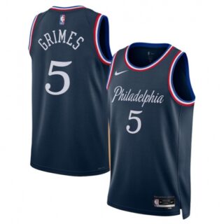 Men's Philadelphia 76ers #5 Quentin Grimes Navy 2025-26 City Edition Swingman Stitched Jersey