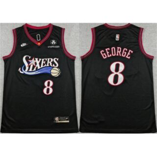 Men's Philadelphia 76ers #8 Paul George Black 2025 Classic Edition Stitched Stitched Jersey