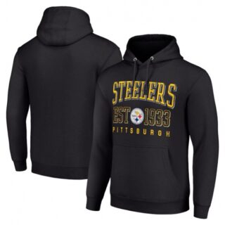 Men's Pittsburgh Steelers Black Throwback Logo Pullover Hoodie