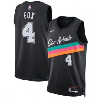 Men's San Antonio Spurs #4 De'Aaron Fox Black 2025-26 City Edition Swingman Stitched Basketball Jersey