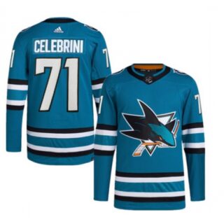 Men's San Jose Sharks #71 Macklin Celebrini Teal Adidas NHL Stitched Jersey