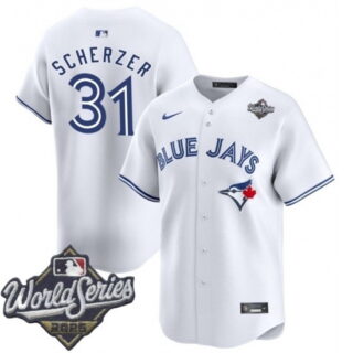 Men's Toronto Blue Jays #31 Max Scherzer White 2025 Home Limited Stitched Jersey