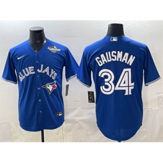 Men's Toronto Blue Jays #34 Kevin Gausman Royal 2025 World Series Cool Base Stitched Baseball Jersey