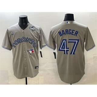 Men's Toronto Blue Jays #47 Addison Barger Gray 2025 World Series Cool Base Stitched Baseball Jersey