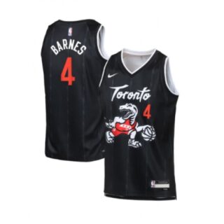 Men's Toronto Raptors #4 Scottie Barnes Black 2025-26 City Edition Stitched Basketball Jersey