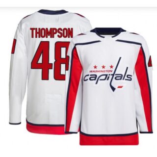 Men's Washington Capitals #48 Logan Thompson Authentic White Away Jersey