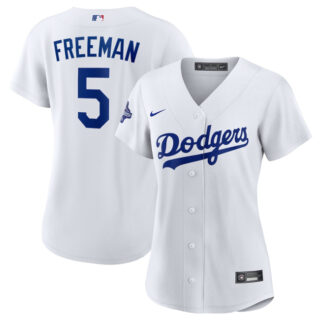 Women's Los Angeles Dodgers #5 Freddie Freeman White 2025 World Series Champions Home Cool Base Stitched Baseball Jersey(Run Small)