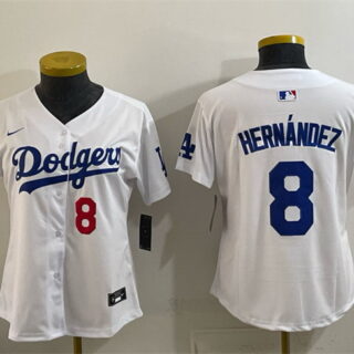 Women's Los Angeles Dodgers #8 Enrique Hernandez White 2025 World Series Champions Home Limited Stitched Baseball Jersey(Run Small)