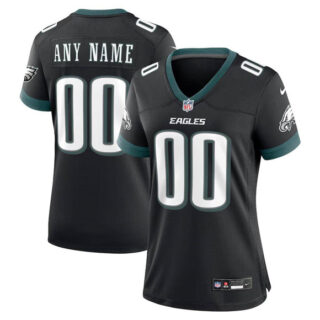 Women's Philadelphia Eagles Active Player Custom New Black Stitched Game Jersey(Run Small)