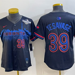 Women's Toronto Blue Jays #39 Trey Yesavage Navy 2025 World Series City Connect Limited Stitched Baseball Jersey(Run Small)