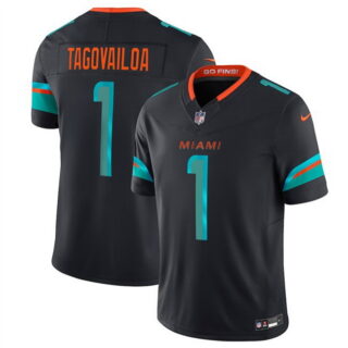 Youth Miami Dolphins #1 Tua Tagovailoa Black 2025 F.U.S.E. Rivalries Vapor Limited Stitched Football Jersey