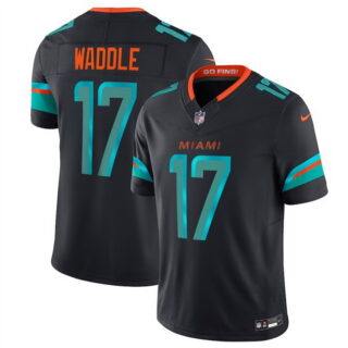 Youth Miami Dolphins #17 Jaylen Waddle Black 2025 F.U.S.E. Rivalries Vapor Limited Stitched Football Jersey