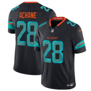 Youth Miami Dolphins #28 DeVon Achane Black 2025 F.U.S.E. Rivalries Vapor Limited Stitched Football Jersey