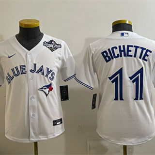 Youth Toronto Blue Jays #11 Bo Bichette White 2025 World Series Cool Base Stitched Baseball Jersey