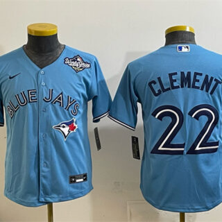 Youth Toronto Blue Jays #22 Ernie Clement Blue 2025 World Series Cool Base Stitched Baseball Jersey