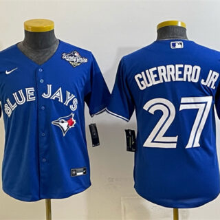 Youth Toronto Blue Jays #27 Vladimir Guerrero Jr. Royal 2025 World Series Cool Base Stitched Baseball Jersey