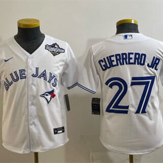 Youth Toronto Blue Jays #27 Vladimir Guerrero Jr. White 2025 World Series Cool Base Stitched Baseball Jersey