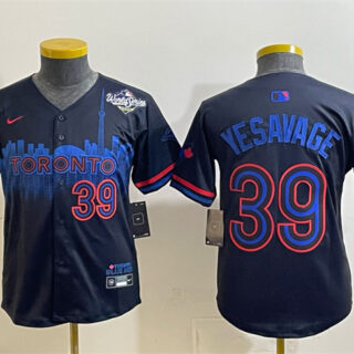 Youth Toronto Blue Jays #39 Trey Yesavage Navy 2025 World Series City Connect Limited Stitched Baseball Jersey