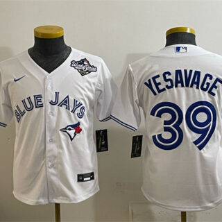 Youth Toronto Blue Jays #39 Trey Yesavage White 2025 World Series Cool Base Stitched Baseball Jersey