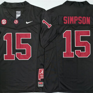 Men's Alabama Crimson Tide #15 Ty Simpson Black F.U.S.E Stitched Football Jersey