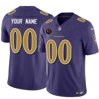 Men's Baltimore Ravens Active Player Custom Purple 2025 F.U.S.E. With John Madden Patch Limited Football Jersey