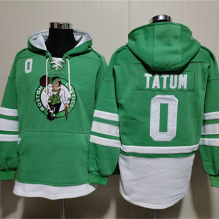 Men's Boston Celtics #0 Jayson Tatum Green Lace-Up Pullover Hoodie