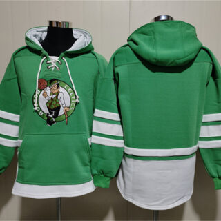 Men's Boston Celtics Blank Green Lace-Up Pullover Hoodie