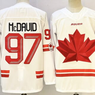 Men's Canada Hockey #97 Connor McDavid White Stitched Jersey