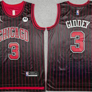 Men's Chicago Bulls #3 Josh Giddey Black 2024 25 City Edition Stitched Basketball Jersey