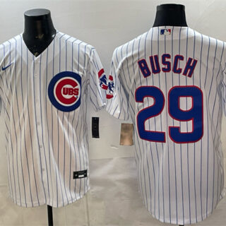 Men's Chicago Cubs #29 Michael Busch White Cool Base Stitched Baseball Jersey