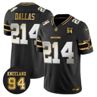 Men's Dallas Cowboys #214 Dallas Black 2025 F.U.S.E. 94 Marshawn Kneeland Memorial Patch Vapor Limited Stitched Football Jersey