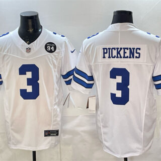 Men's Dallas Cowboys #3 George pickens Navy F.U.S.E. 94 Marshawn Kneeland Memorial Patch Vapor Limited Stitched Football Jersey