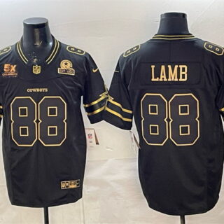 Men's Dallas Cowboys #88 CeeDee Lamb Black Gold 2025 F.U.S.E. With 5x Super Bowl Champions & Established In 1960 Patch Vapor Limited Stitched Football Jersey