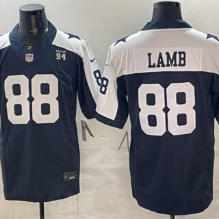 Men's Dallas Cowboys #88 CeeDee Lamb Navy F.U.S.E. 94 Marshawn Kneeland Memorial Patch Vapor Limited Stitched Football Jersey