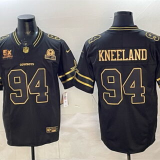 Men's Dallas Cowboys #94 Marshawn Kneeland Black Gold 2025 F.U.S.E. With 5x Super Bowl Champions & Established In 1960 Patch Vapor Limited Stitched Football Jersey