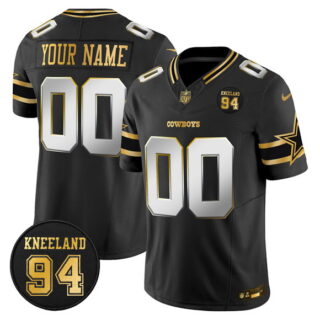 Men's Dallas Cowboys Active Player Custom Black 2025 F.U.S.E. 94 Marshawn Kneeland Memorial Patch Vapor Limited Stitched Football Jersey