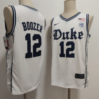 Men's Duke Blue Devils #12 Cameron Boozer White Stitched Basketball Jersey