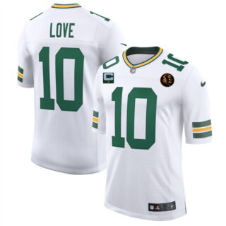 Men's Green Bay Packers #10 Jordan Love White 2025 With John Madden Patch New Vapor Untouchable Limited Stitched Football Jersey