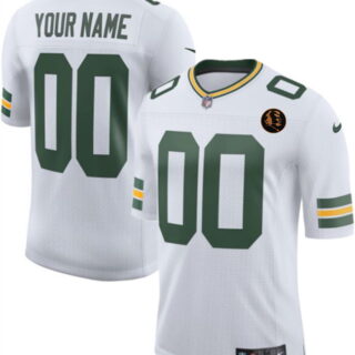 Men's Green Bay Packers Active Player Custom White 2025 With John Madden Patch New Vapor Untouchable Limited Stitched Football Jersey