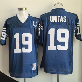 Men's Indianapolis Colts #19 Johnny Unitas Blue Throwback Stitched Football Jersey