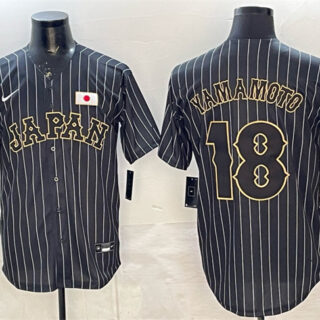 Men's Japan Baseball #18 Yoshinobu Yamamoto Black World Baseball Classic Stitched Jersey