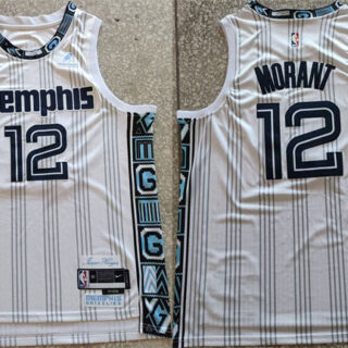 Men's Memphis Grizzlies #12 Ja Morant White 2025-26 City Edition Edition Stitched Basketball Jersey