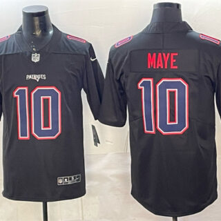 Men's New England Patriots #10 Drake Maye Black Fashion Vapor Untouchable Limited Stitched Football Jersey