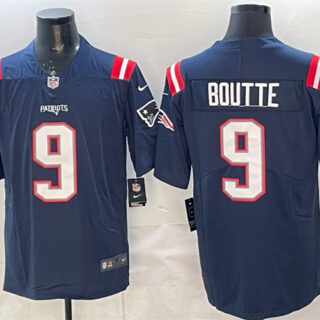 Men's New England Patriots #9 Kayshon Boutte Navy Vapor Limited Stitched Football Jersey