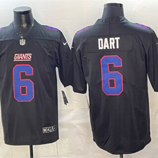 Men's New York Giants #6 Jaxson Dart Black Fashion Vapor Untouchable Limited Stitched Football Jersey