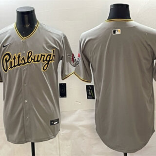 Men's Pittsburgh Pirates Blank Gray Limited Stitched Baseball Jersey